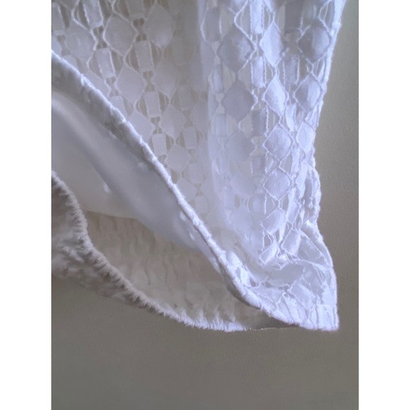 Monteau White Lace Puff Sleeve Smocked Crop Top Cottagecore Women's M - Picture 6 of 9